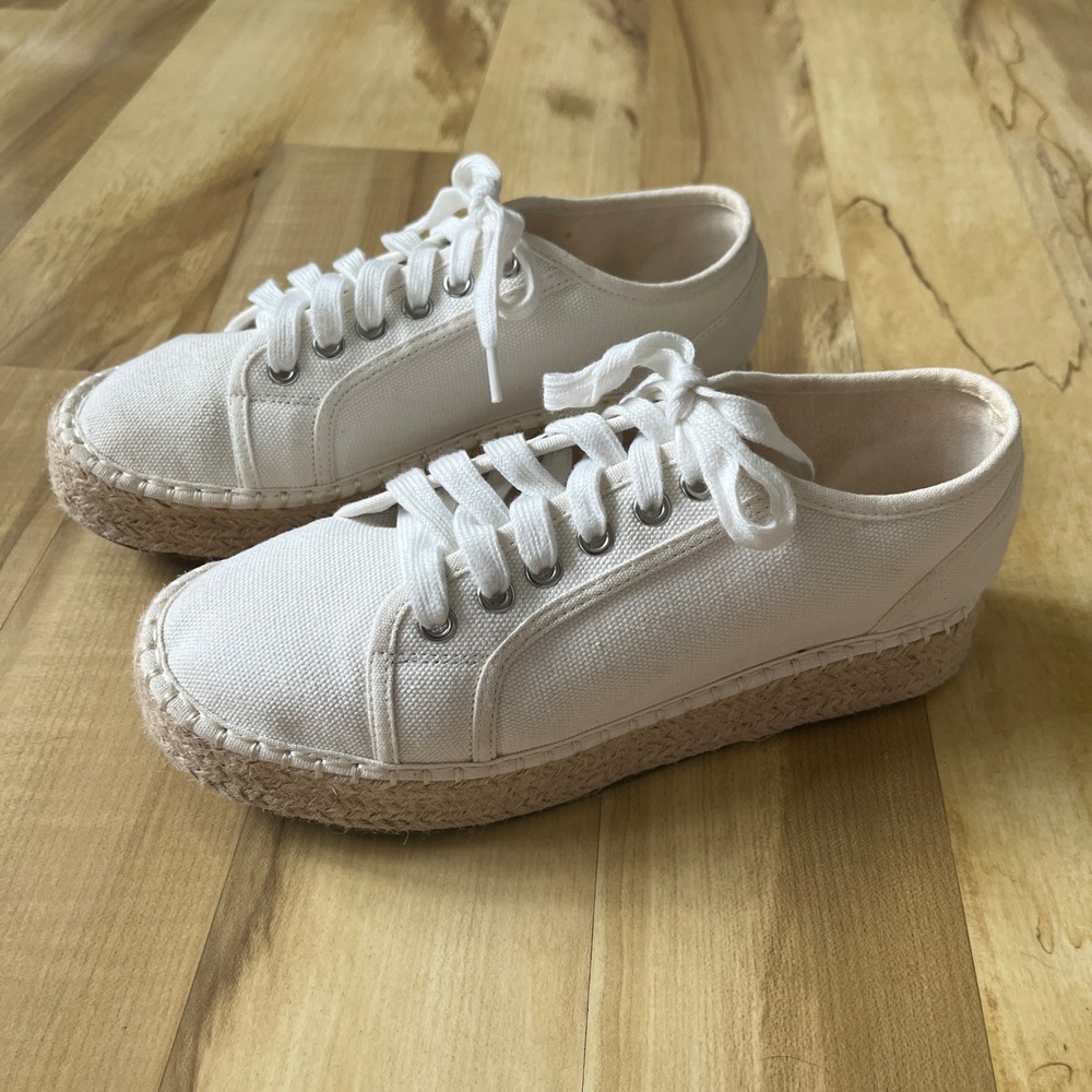 ASOS Espadrilles Women's 8 US New NWOB Sneakers Cream White Canvas Lace Up Shoe